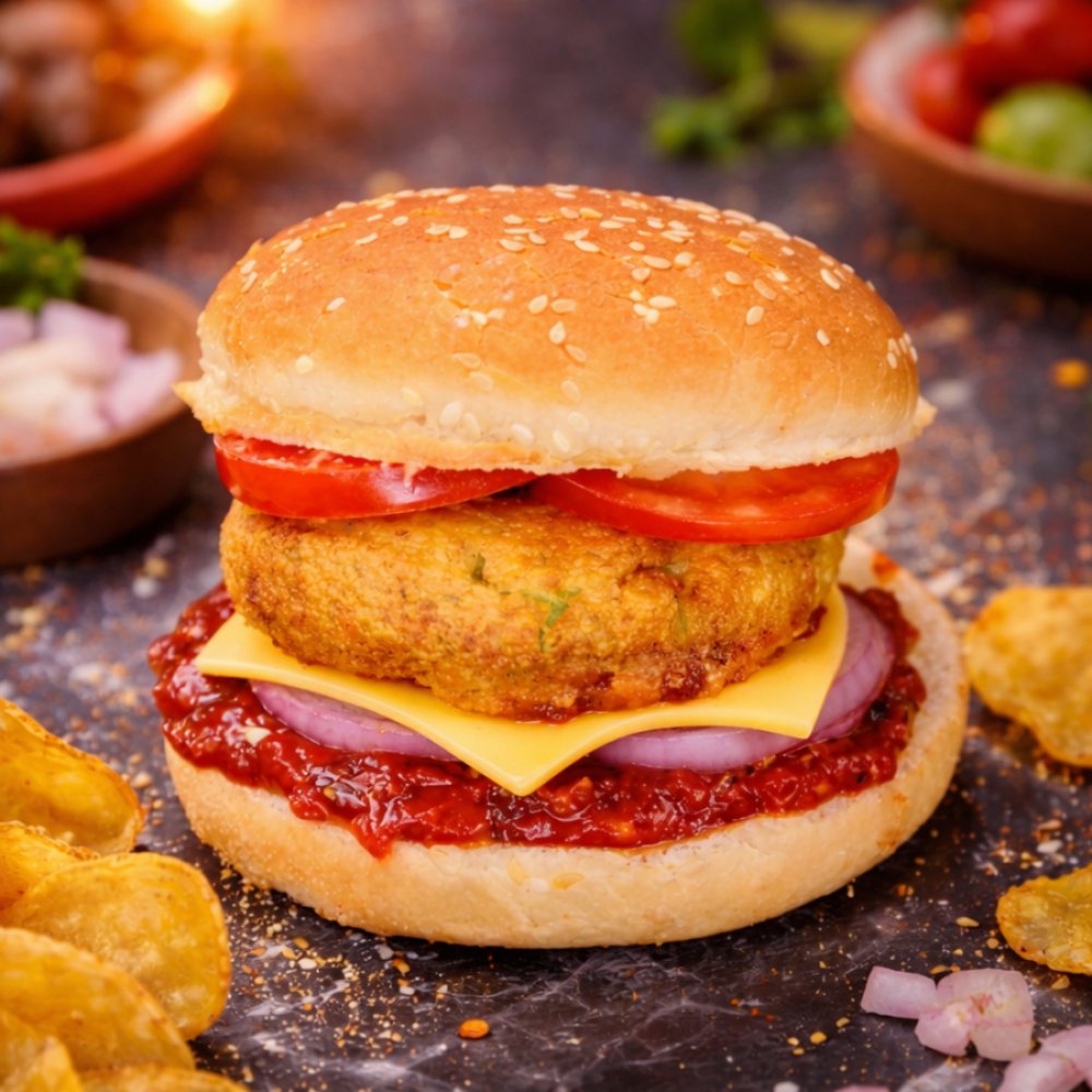 Mexican Vada Burger with Cheese